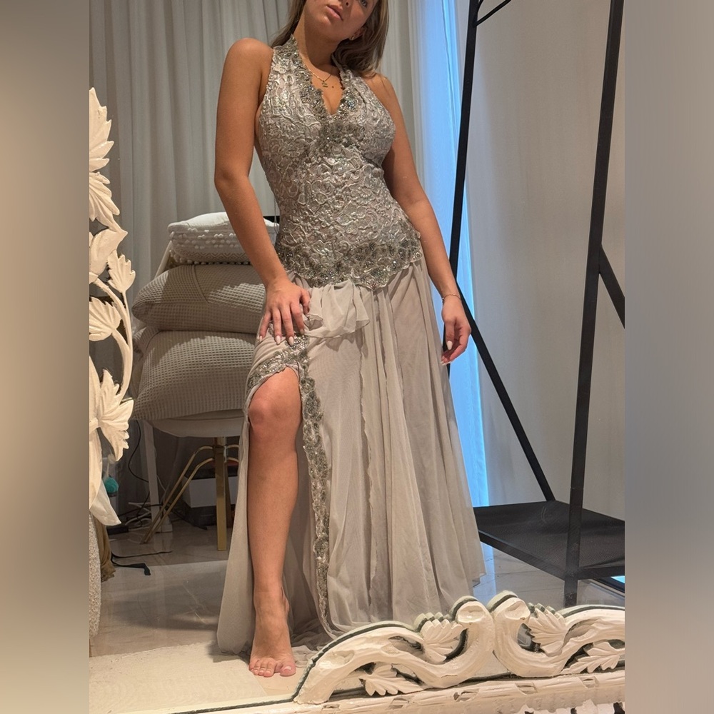 Nurielle Hand-Painted Embellished Gown with Swarovski Crystals